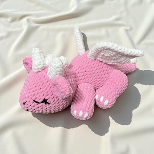 Sleeping Baby Dragon Crochet Pattern, Amigurumi Dragon Plush Toy, Stuffed Fantasy Animal Crochet Doll, Cute Dragon Gift, Pattern In English