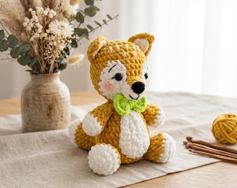 Häkelanleitung für einen Fuchs (PDF), niedliches Amigurumi-Fuchs-Plüschtier, anfängerfreundliches Waldtiermuster, sofortiger Download