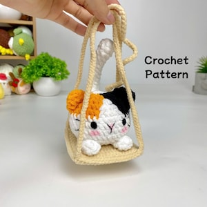 Amigurumi Cat Crochet Pattern: Swing Kitty Car Charm (PDF Pattern)