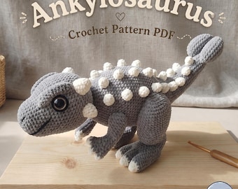 Spiked Dinosaur Crochet Pattern, Grey Prehistoric Amigurumi PDF, Realistic Collector Plush Tutorial