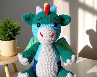 Rainbow Dragon Crochet Pattern: Amigurumi Plush Toy (PDF Pattern)
