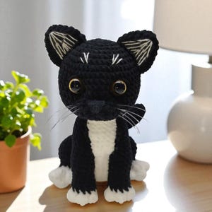 Cute Tuxedo Cat Crochet Pattern PDF – Amigurumi Kitten Plush Toy Tutorial – Digital Download – Beginner Friendly DIY Cat Craft