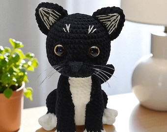 Tuxedo Cat Crochet Pattern: Amigurumi Kitten Plush Toy (PDF Download)