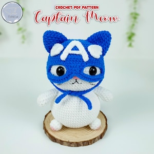 Crochet Superhero Cat PDF Pattern: Captain Meow (US Terms)
