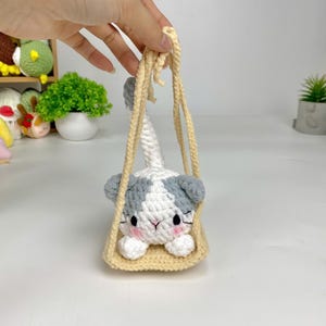 Crochet Cat Pattern: Amigurumi Swing Kitty Car Charm (PDF Pattern)