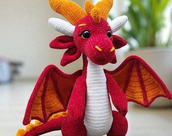 Red Winged Dragon Crochet Pattern: Amigurumi Plush Toy (PDF Pattern)