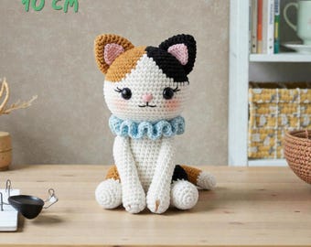 三毛猫の編みぐるみキーホルダー - かぎ針編みのパターン（PDF