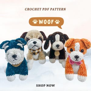 Amigurumi-virkmönster för hundar: Corgi, Terrier, Beagle, Bulldogg (PDF)