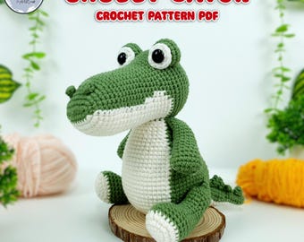 Chubby Alligator Crochet Pattern: Amigurumi Crocodile Plushie (PDF Digital Download)