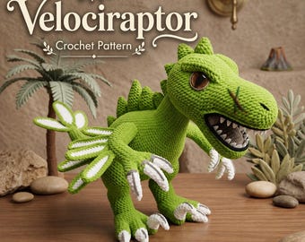 Realistic Dinosaur Crochet Pattern, Feathered Velociraptor Plush PDF, Prehistoric Raptor Amigurumi