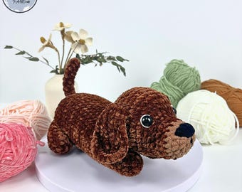 Patrón de crochet para perro salchicha: Perro amigurumi de terciopelo (Patrón PDF)