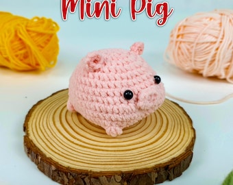 Mini Pig Crochet Pattern: No Sew Amigurumi PDF (English)