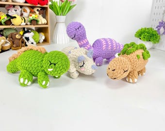 Low Sew Dinosaur Crochet Pattern: Amigurumi Triceratops, T-Rex (PDF)