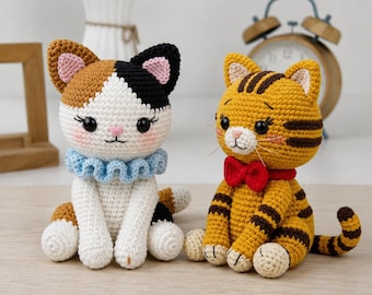 三毛猫のかぎ針編みパターンをすぐにダウンロード - DIY あみぐるみ