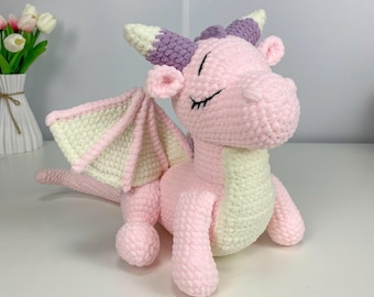 Dragon Crochet Pattern PDF: Amigurumi Sleeping Dragon Toy (Digital Download)