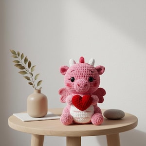 Amigurumi Dragon Crochet Pattern, Valentine's Plush (PDF Pattern)