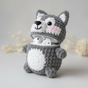 Husky AirPods Pro Häkelhülle PDF, süßes Hund AirPods Cover, einfache Häkelanleitung für Anfänger