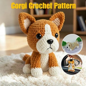 Patrón de ganchillo para amigurumi de Corgi en PDF, tutorial para cachorros (descarga digital)