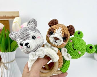 Wzór na grzechotkę-zwierzę na szydełku – pies, wilk, żaba amigurumi (do pobrania w formacie PDF)