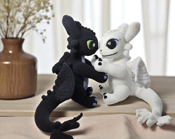 Toothless & Light Fury Crochet Pattern: Dragon Amigurumi Couple (PDF Pattern)