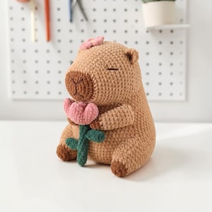 Capybara Croche Pattern, Capybara with Tulip Crochet Pattern PDF, Kawaii Capybara Amigurumi Plush Tutorial, DIY Gift