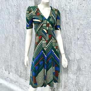 Vestido midi de lana de diseñador vintage de los años 70, marca BUS STOP, talla XS S