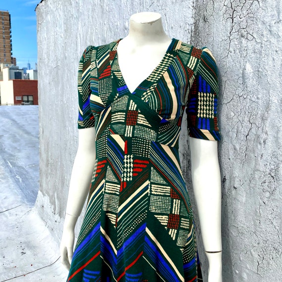 BUS STOP 1970s Vintage Designer Wool Midi Dress S… - image 2