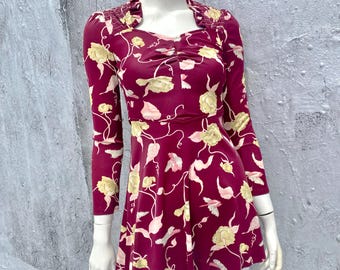Vintage TERRI PETITE'S 1960s 70s Novelty Print Mini Dress Size XS