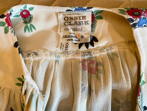 Rare OSSIE CLARK Vintage 1970s Crepe Blouse Size … - image 7