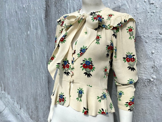 Rare OSSIE CLARK Vintage 1970s Crepe Blouse Size … - image 3