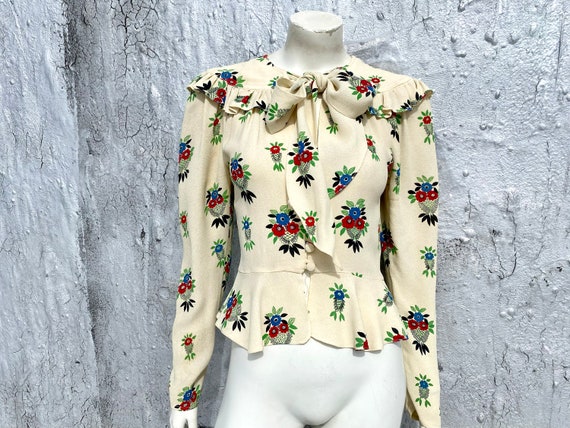 Rare OSSIE CLARK Vintage 1970s Crepe Blouse Size … - image 2