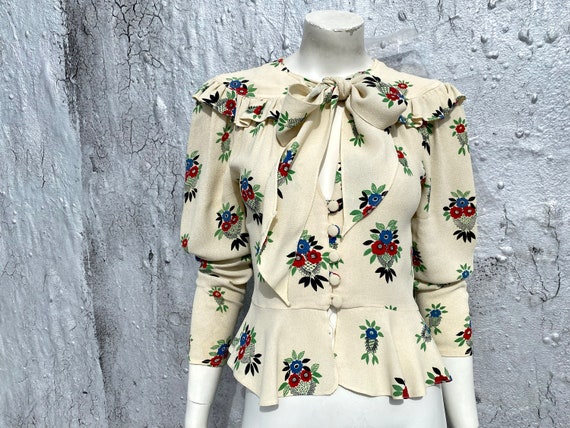 Rare OSSIE CLARK Vintage 1970s Crepe Blouse Size … - image 4