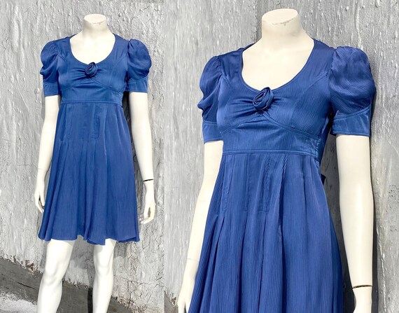 JEFF BANKS 1970s Satin Crepe Size XS S Glam Navy B