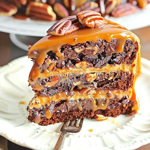Turtle Caramel Cake Recipe PDF | Downloadable Easy Homemade Caramel Nut Cake | Digital Baking Guide | Perfect Dessert Tutorial