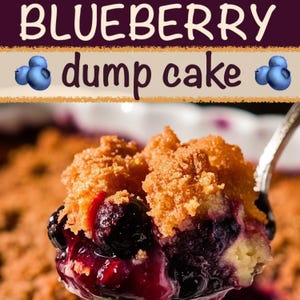 Puede incluir: Primer plano de una cucharada de pastel de masa quebrada con arándanos. El pastel es de color marrón dorado y está cubierto con arándanos. Los arándanos son visibles en todo el pastel.