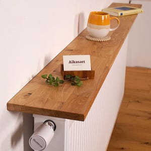 Radiatorplank zonder boren, 30-180 cm, handgemaakte clip-on radiatorconsole, massief eikenhout, zwevende plank voor radiatoren, 20 cm diep