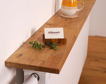 Radiatorplank zonder boren, 30-190 cm, handgemaakte clip-on radiatorconsole, massief eikenhout, zwevende plank voor radiatoren, 20 cm diep