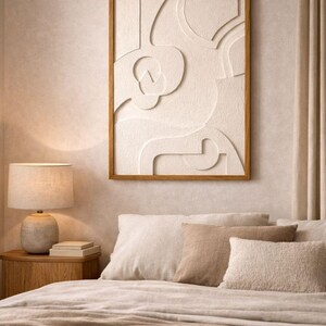 Wall relief with oak wood frame for hanging, handcrafted 3D wall art made of wood, abstract wall decoration for the modern living room, 3D wall art image 8