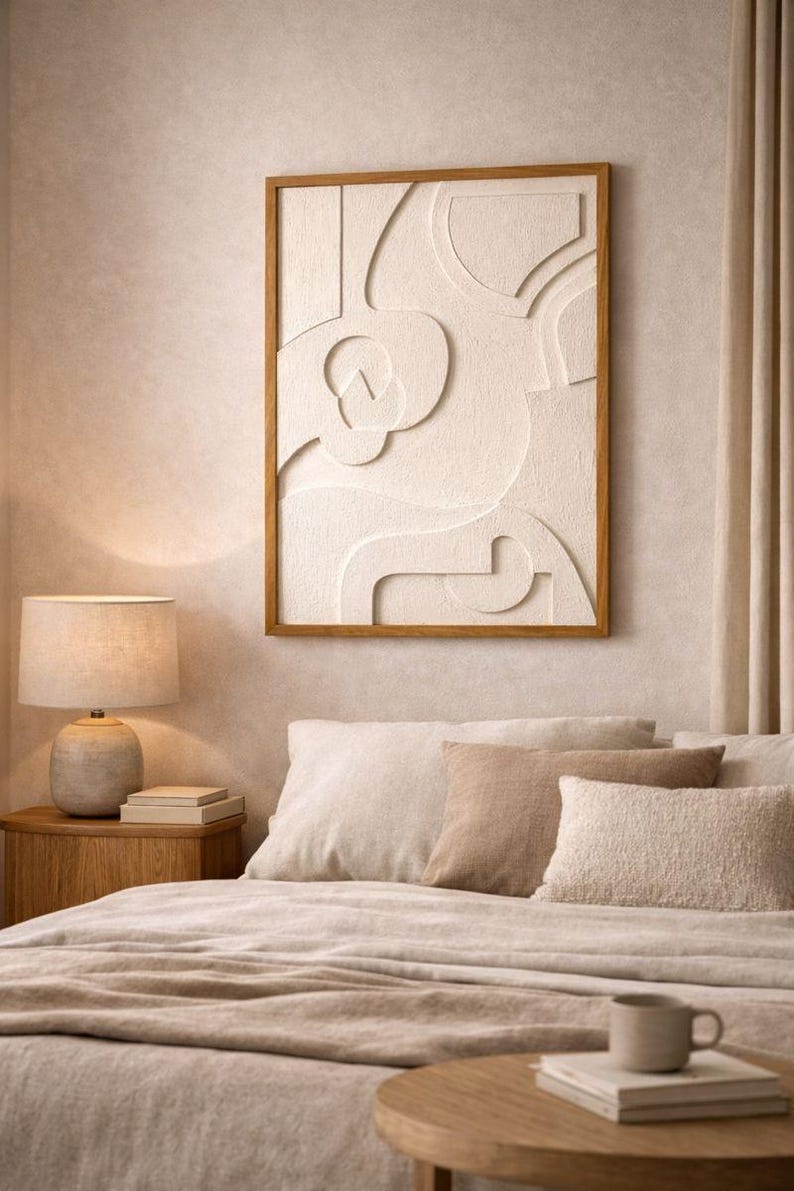 Wall relief with oak wood frame for hanging, handcrafted 3D wall art made of wood, abstract wall decoration for the modern living room, 3D wall art image 8