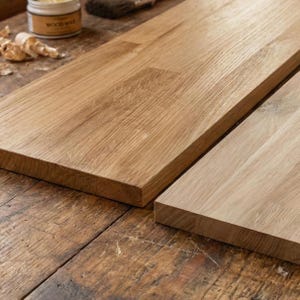 Op maat gezaagde eiken planken van 30-190 cm | Massief eiken gelamineerd doe-het-zelf hout | Plankplanken op maat gezaagd | Onbehandeld, met scherpe randen of behandeld met harde wasolie en geschuurd