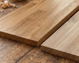 Custom-cut oak boards 30-190 cm | DIY solid oak glued laminated timber | Shelf boards cut to size | Unoiled, sharp edges or with hard wax oil & sanding