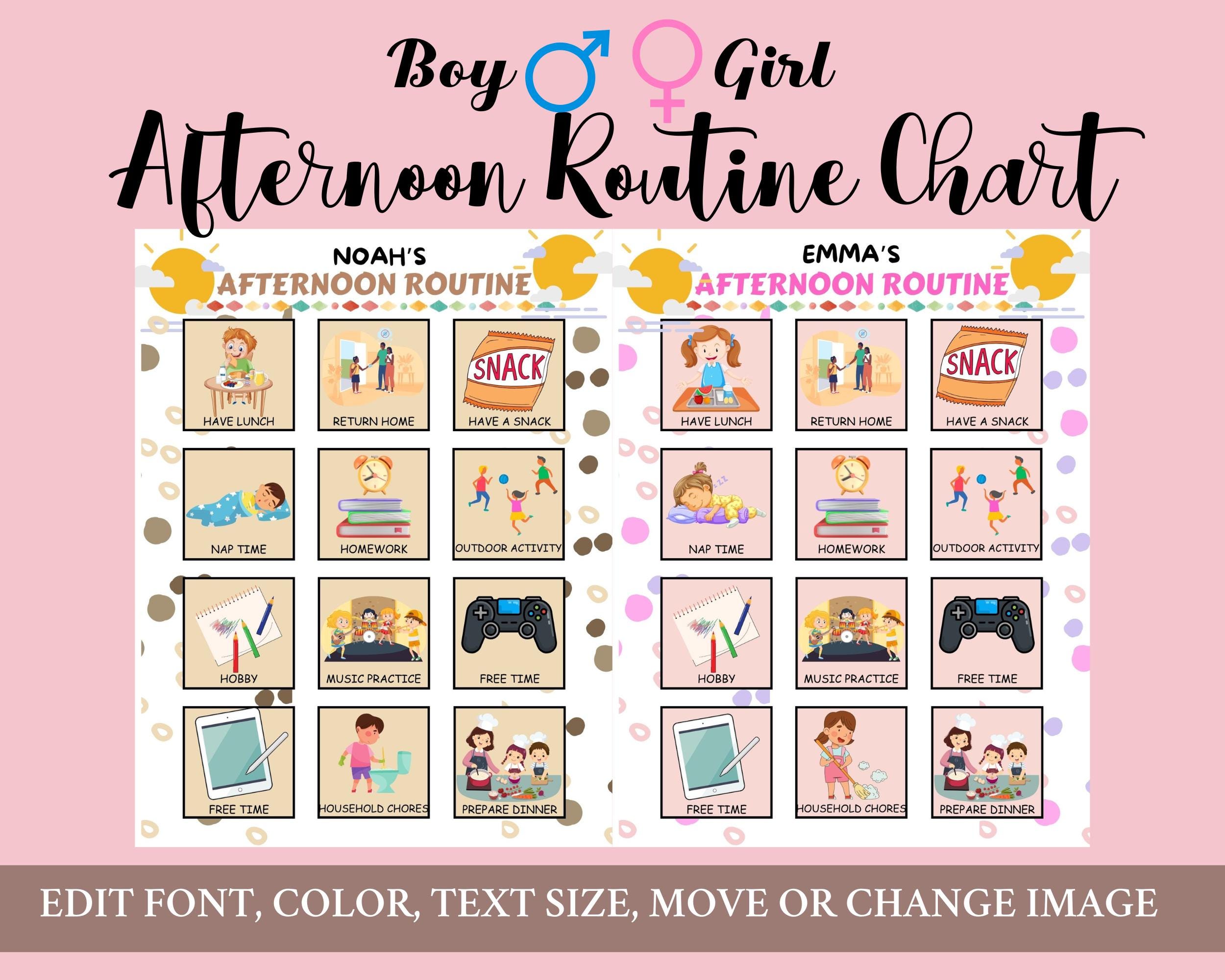 Daily Routine Cards Canva Editable Visual Schedule Toddler Routine ...