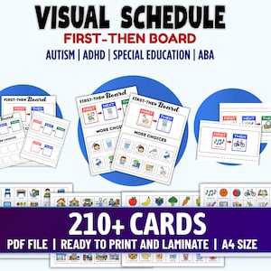 Utskrivbar Först Sedan-tavla 210+ visuella kort 2- och 3-stegslayouter Visuellt schema Nu och Nästa PDF Autism ADHD ABA Specialpedagogik