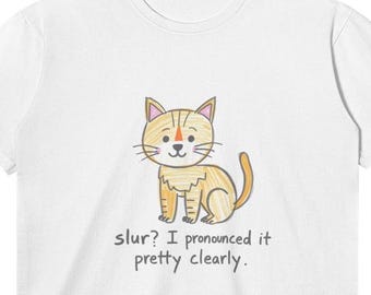Funny Cat Meme T-Shirt: Ironic Cartoon Kitty Graphic Tee