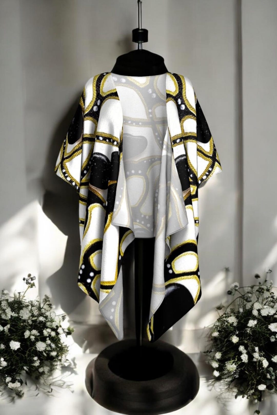 Black and White Kimono Dress