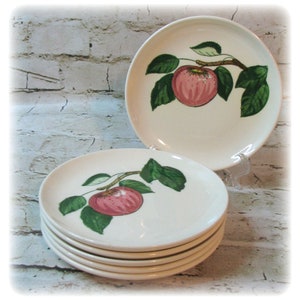 Metlox Poppytrail 6 California Fruit Apple Bread and Butter Plates, MCM Mid Century Modern, Vernon Kilns, Vernonware, Salad Plate, 6.5in 50s