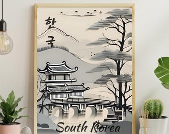 Lámina de arte tradicional coreano: Arte mural decorativo para el hogar (descarga digital)