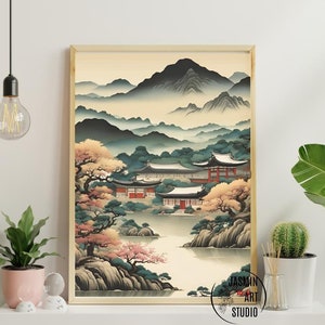 Korean wall folk Art, Korean art print,Korean art poster,Korean Art Wall Traditional, Korean home decor, Korean wall decor,digital printable