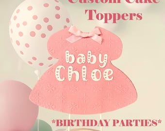 Adornos para cupcakes de baby shower con relieve: vestidos y osos rosas (juego de 12) Adorno para tarta Smash