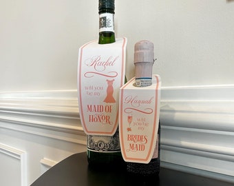 Etiqueta de vino personalizada para la despedida de soltera: regalo de propuesta para damas de honor
